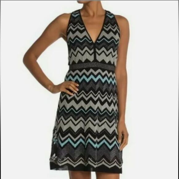 M by Missoni Dresses & Skirts - NWT MISSONI Metallic Sleeveless Zig Zag A-Line Dress Size IT 44/ US 8 / Medium